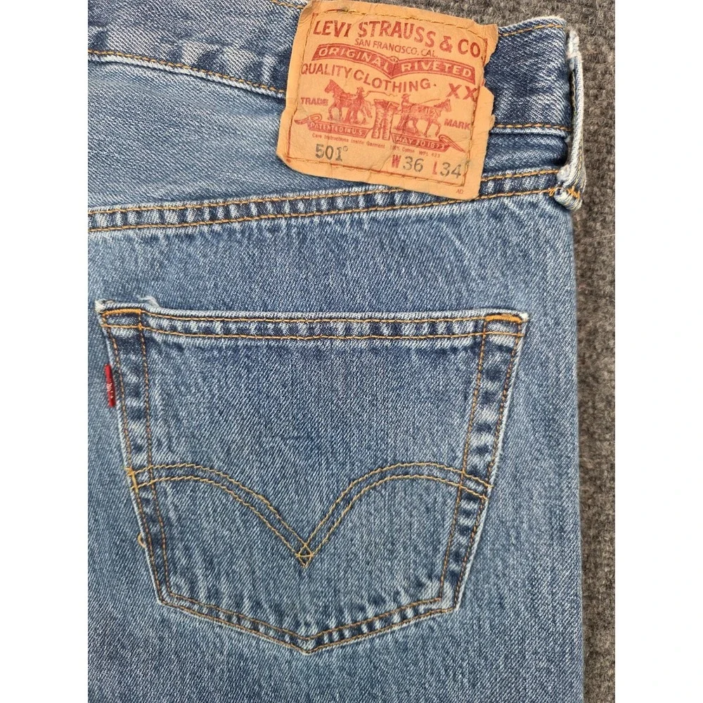 Levis 501XX Jeans Mens 36x34 Blue Straight Leg Button Fly